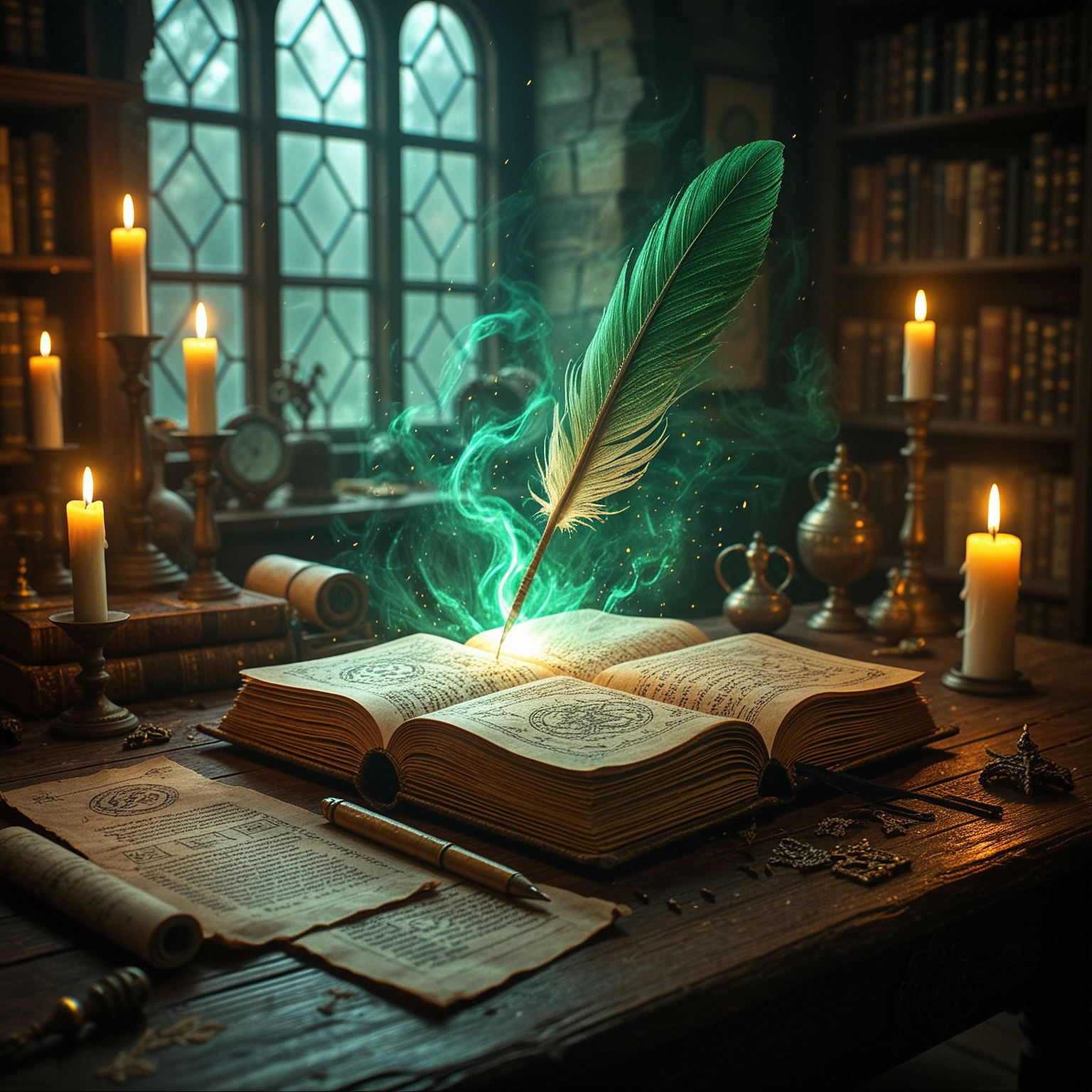 Writing desk with journal